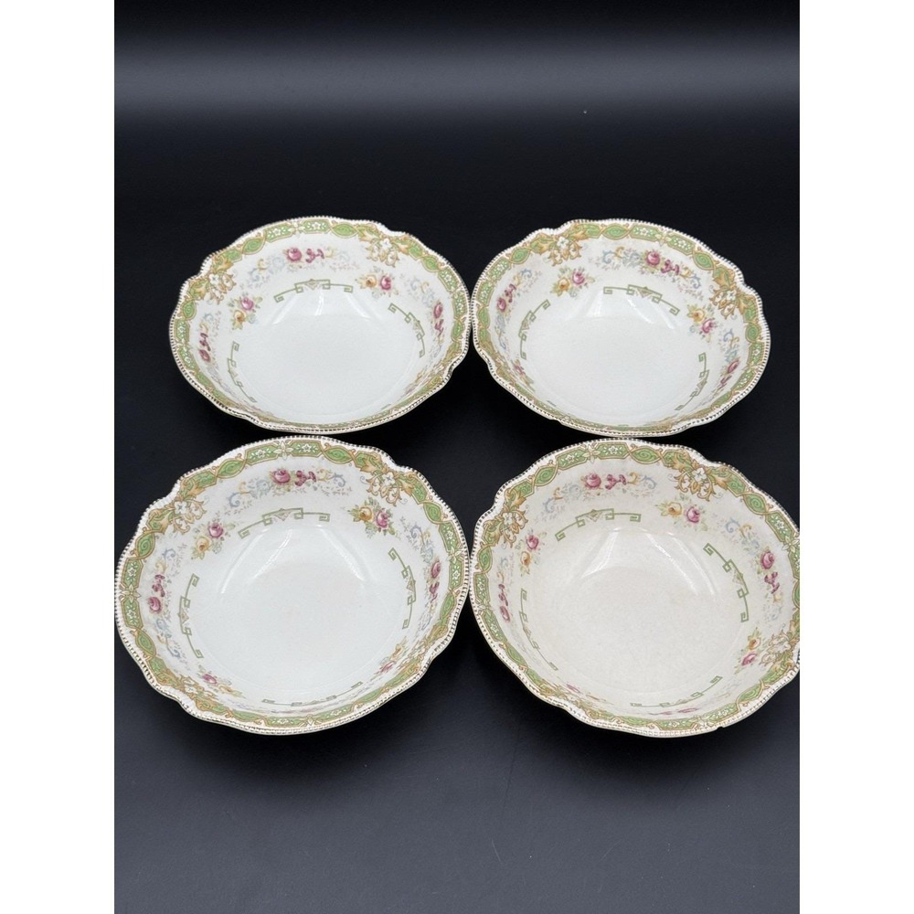 Old Staffordshire Johnson Brothers England Gold Rimmed Ningpo 4 Bowls 6"